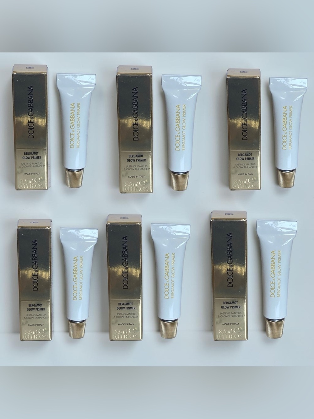6x Dolce&Gabbana 24hr hydration Bergamot Glow Lasting Makeup Primer 3.5ml minis
